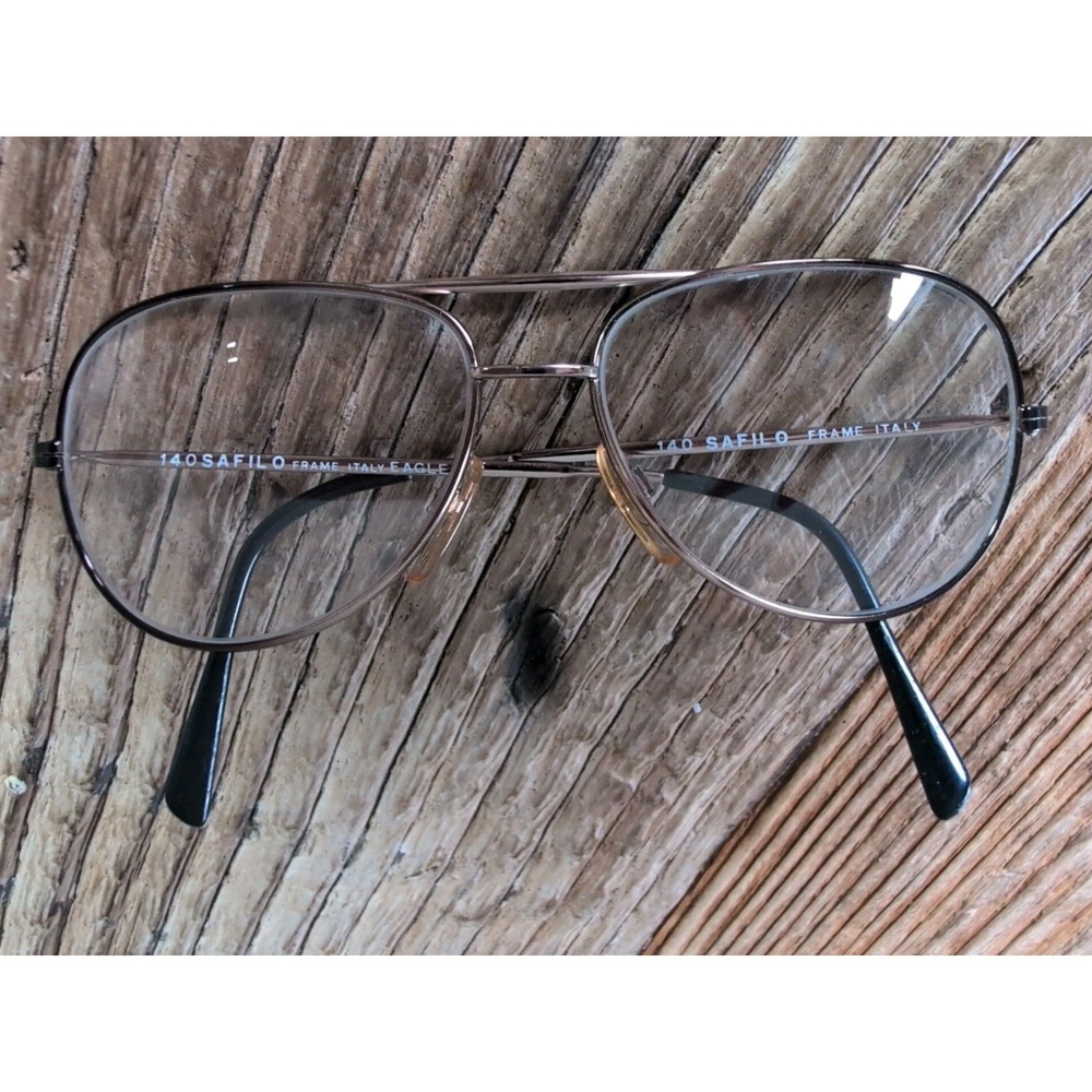 Vintage Safilo Eyeglasses Frame Aviator Pilot Gold Eagle 140 Made in Italy